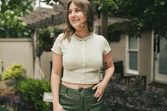 Sage Button Knit Top