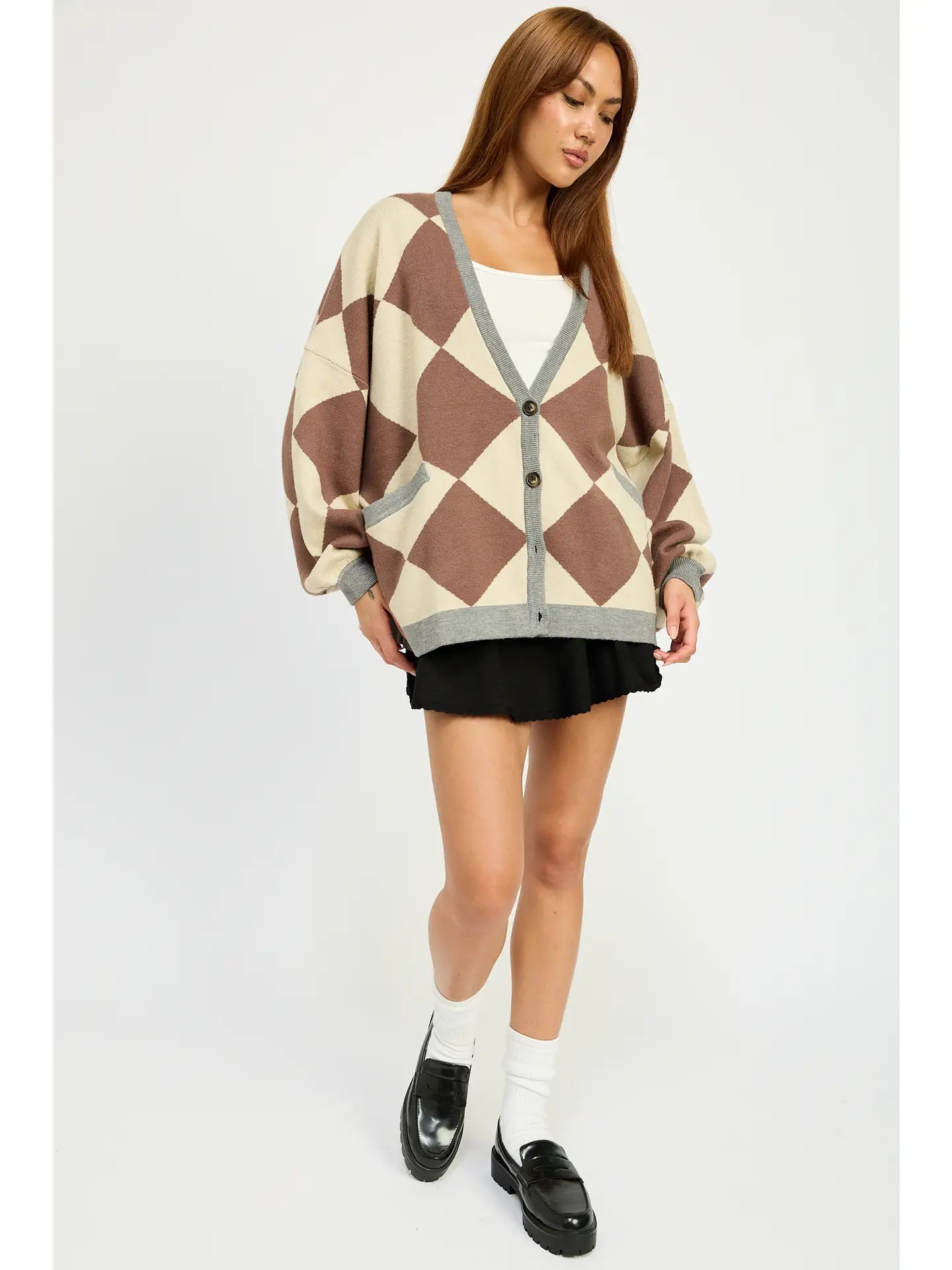 Oversized Mocha Combo Cardigan