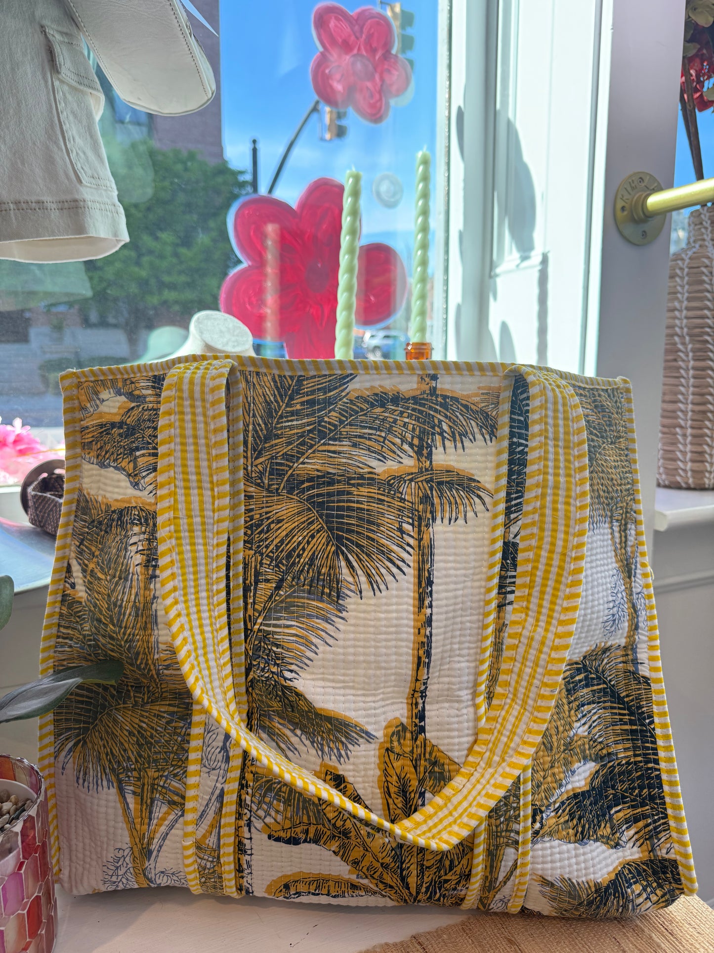 Palm Breeze Handmade Tote Bag