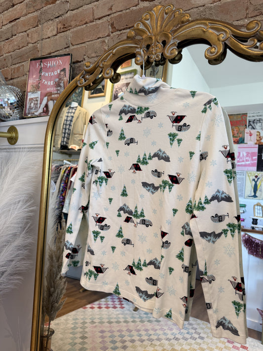 Vintage Christmas Camping Turtleneck
