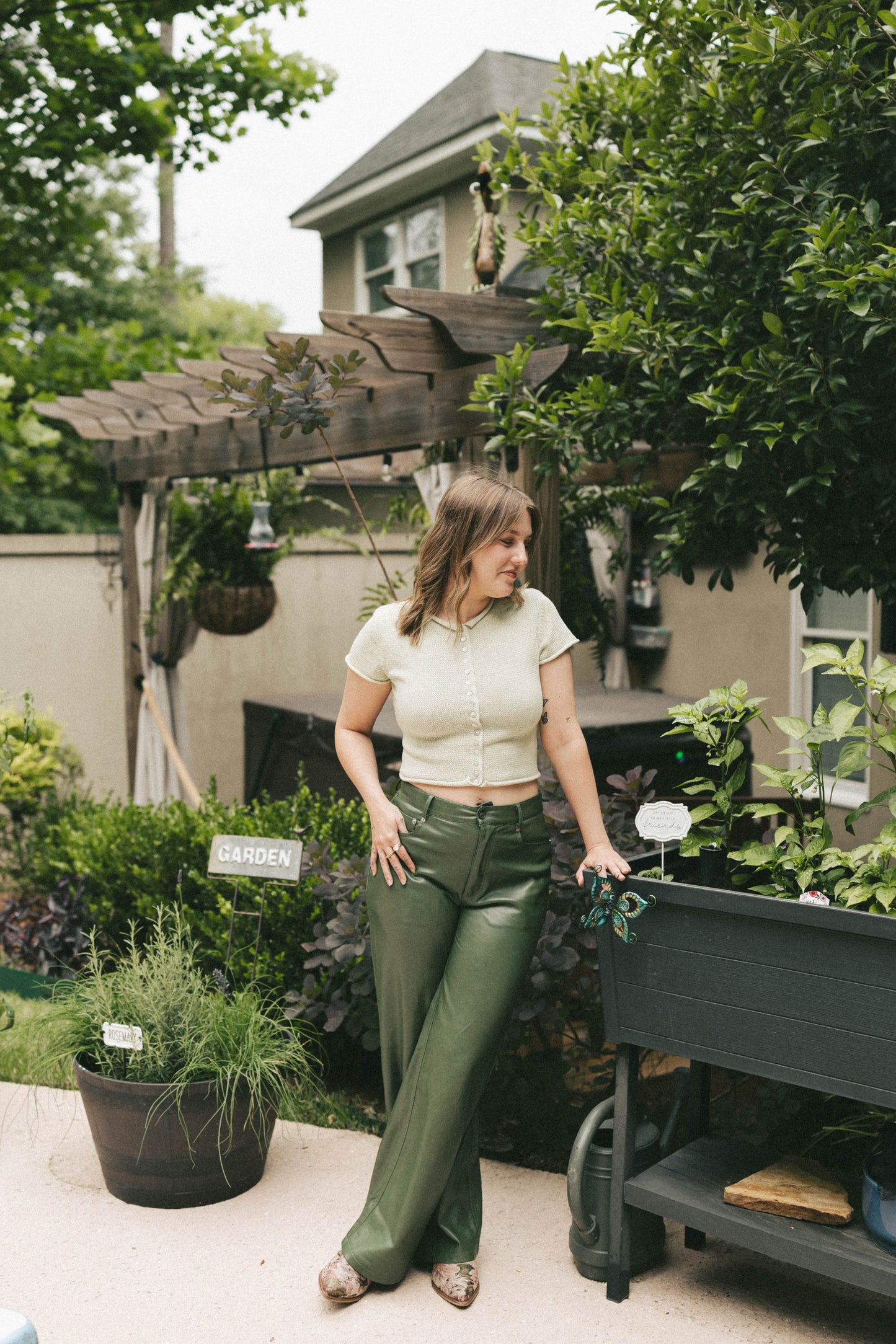Sage Button Knit Top
