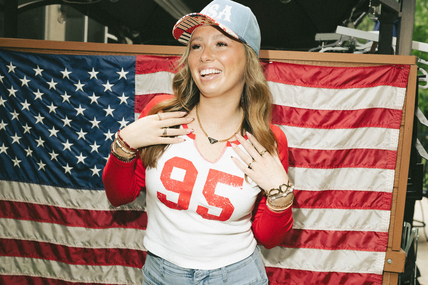 USA Embroidered Denim Trucker Hat