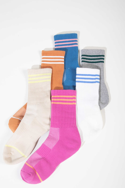 Striped Ankle Crew Sock - Blue