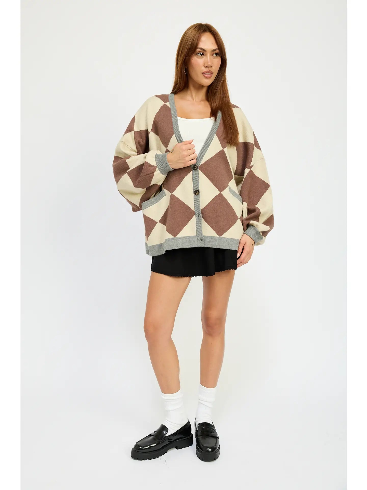 Oversized Mocha Combo Cardigan