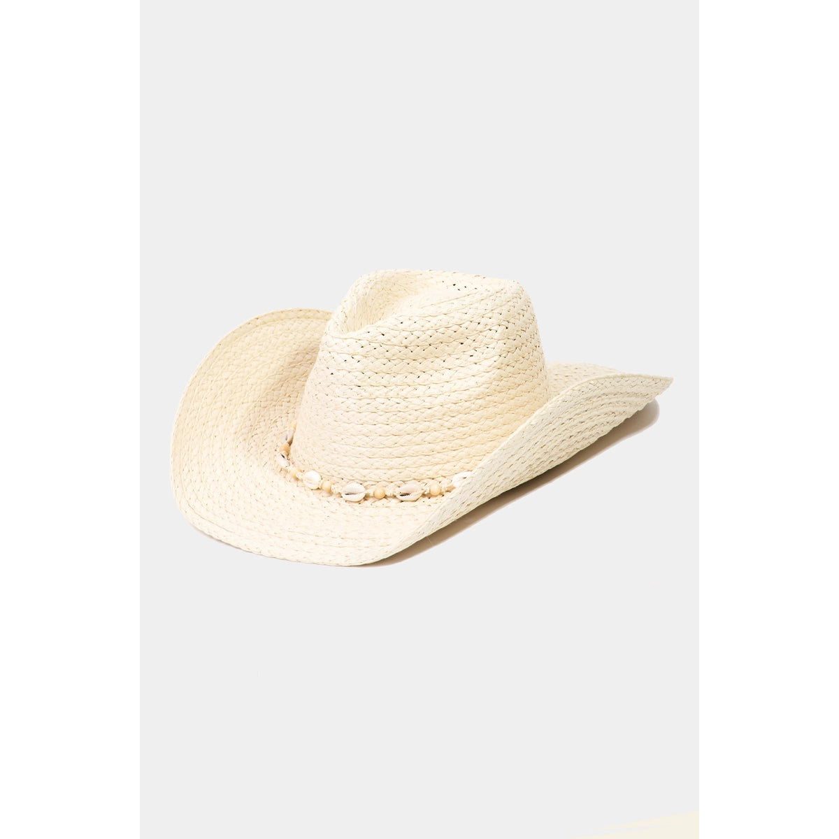 Cowrie Shell Straw Braided Cowboy Hat