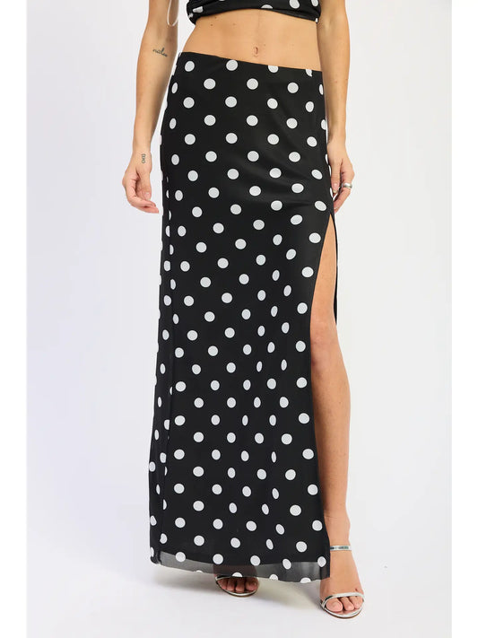 Polkadot Layering Maxi Skirt