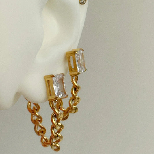 Gold Chain Diamond Earrings