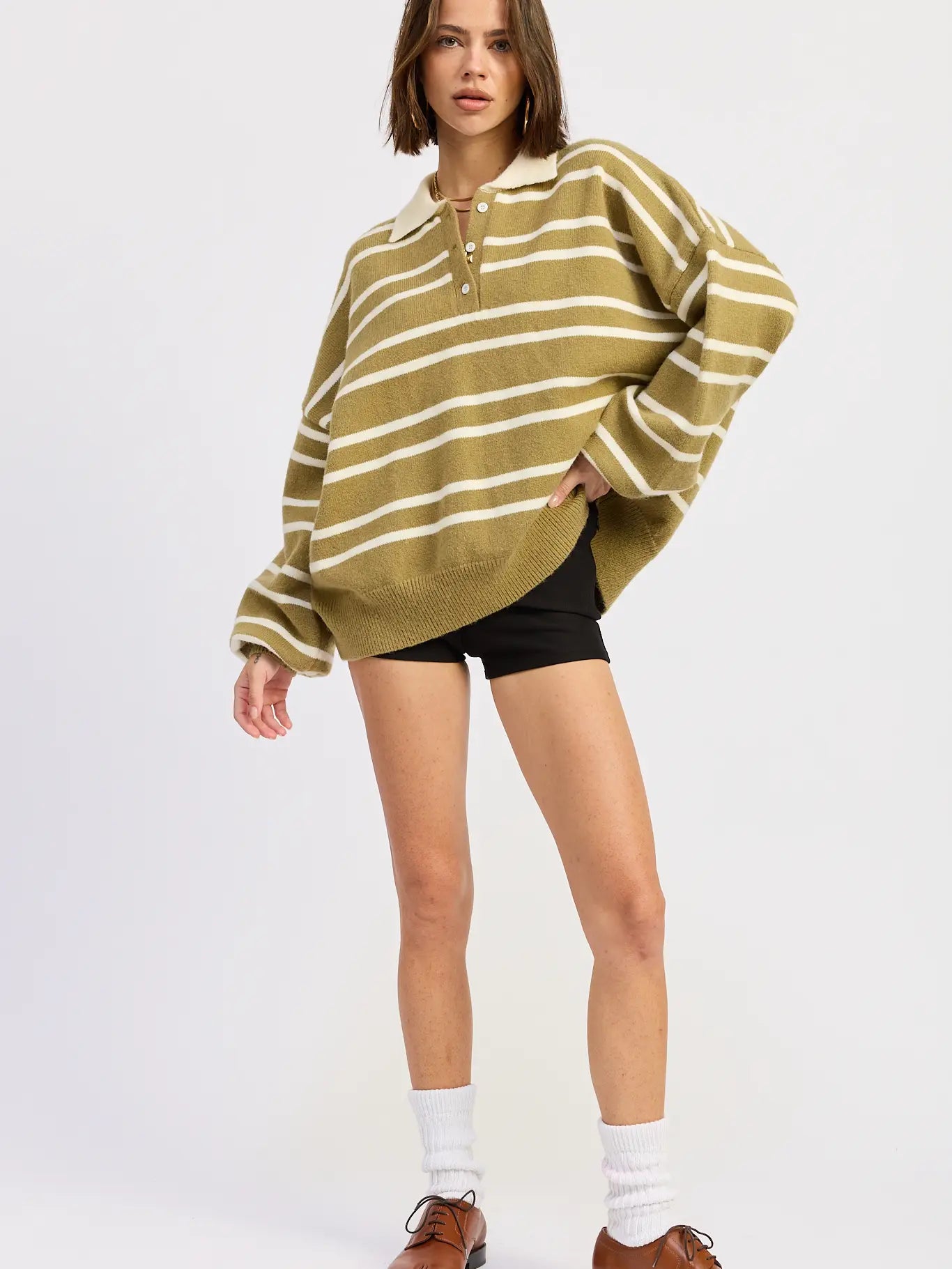 Olive Oversized Dad Sweater