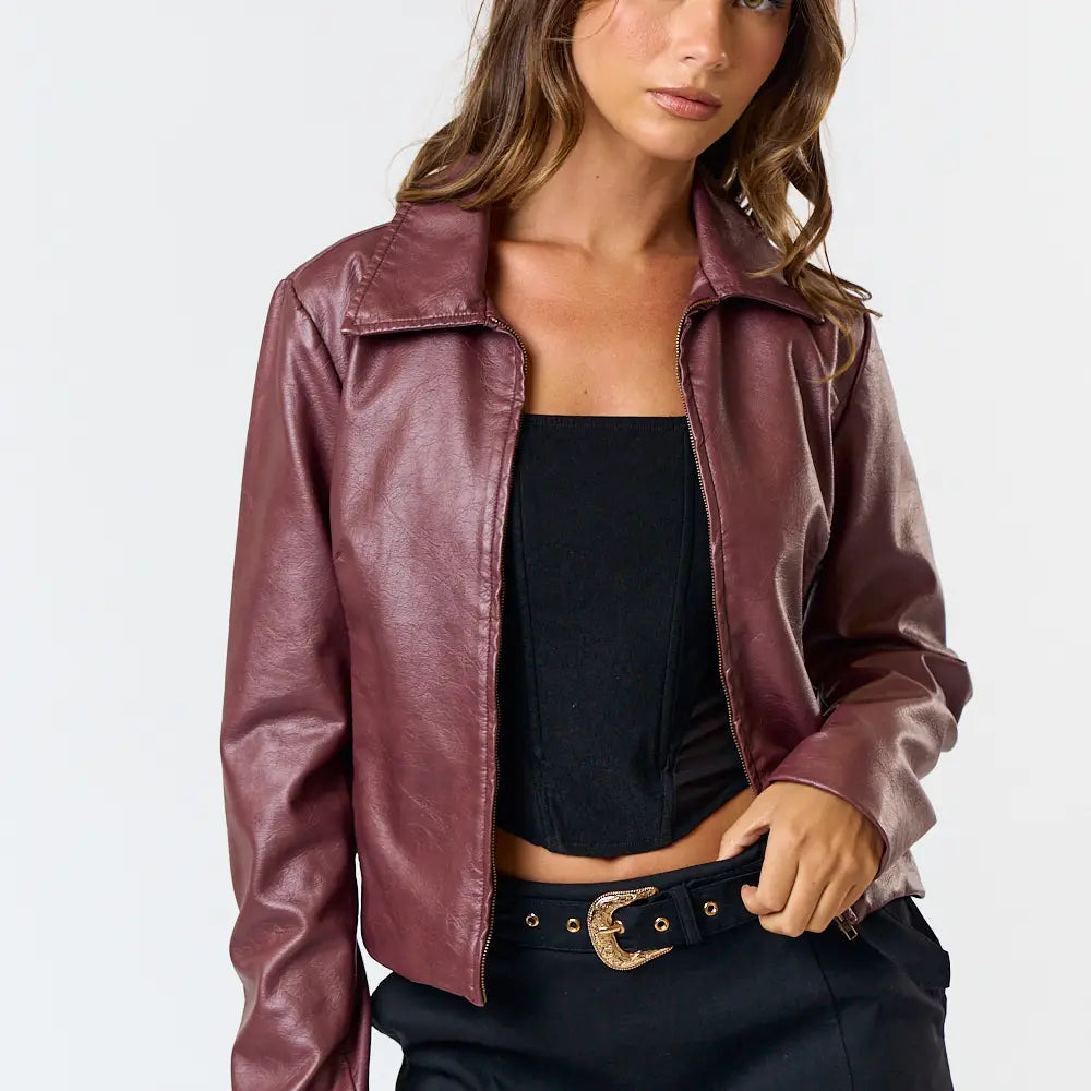 Maroon Leather Jacket