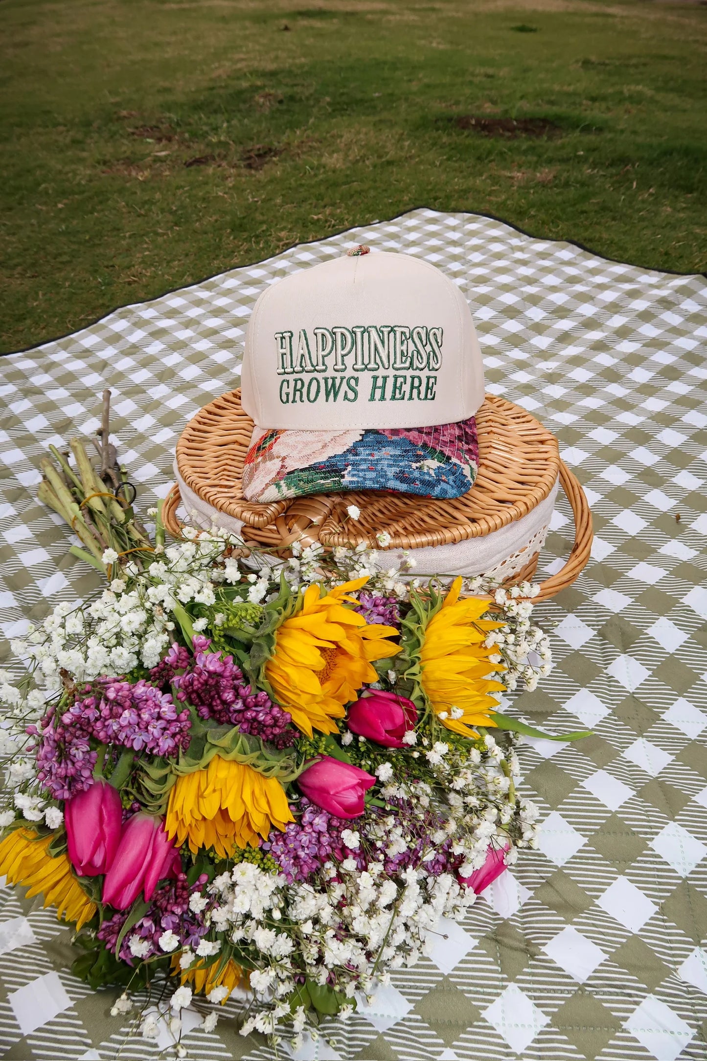 Happiness Grows Here Hat
