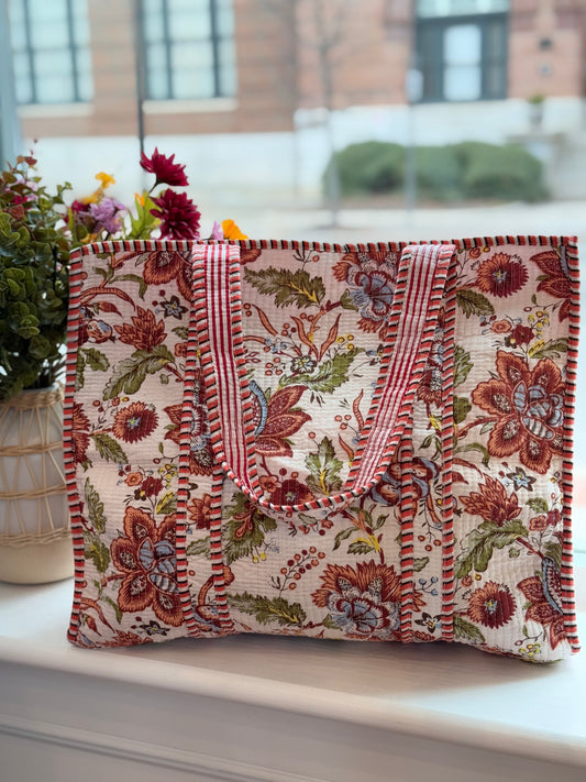 Rustic Rose Handmade Tote bag