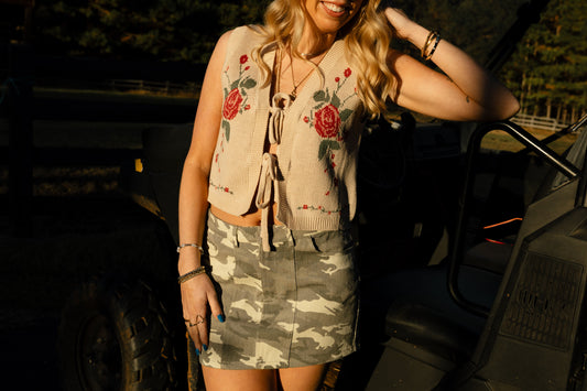 Rosy Wrap Sweater Vest