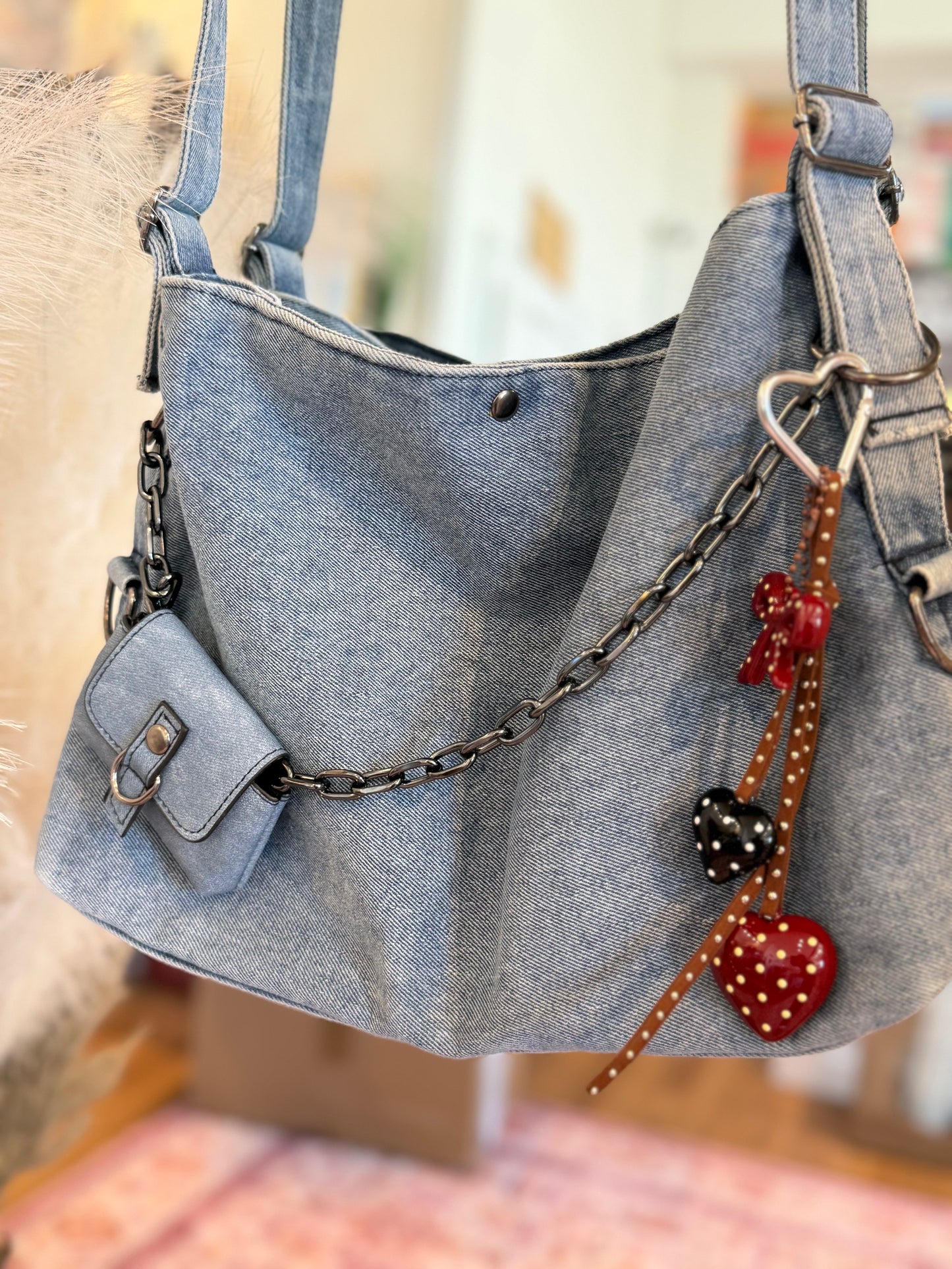 Vintage Handmade Heart Bag Charm