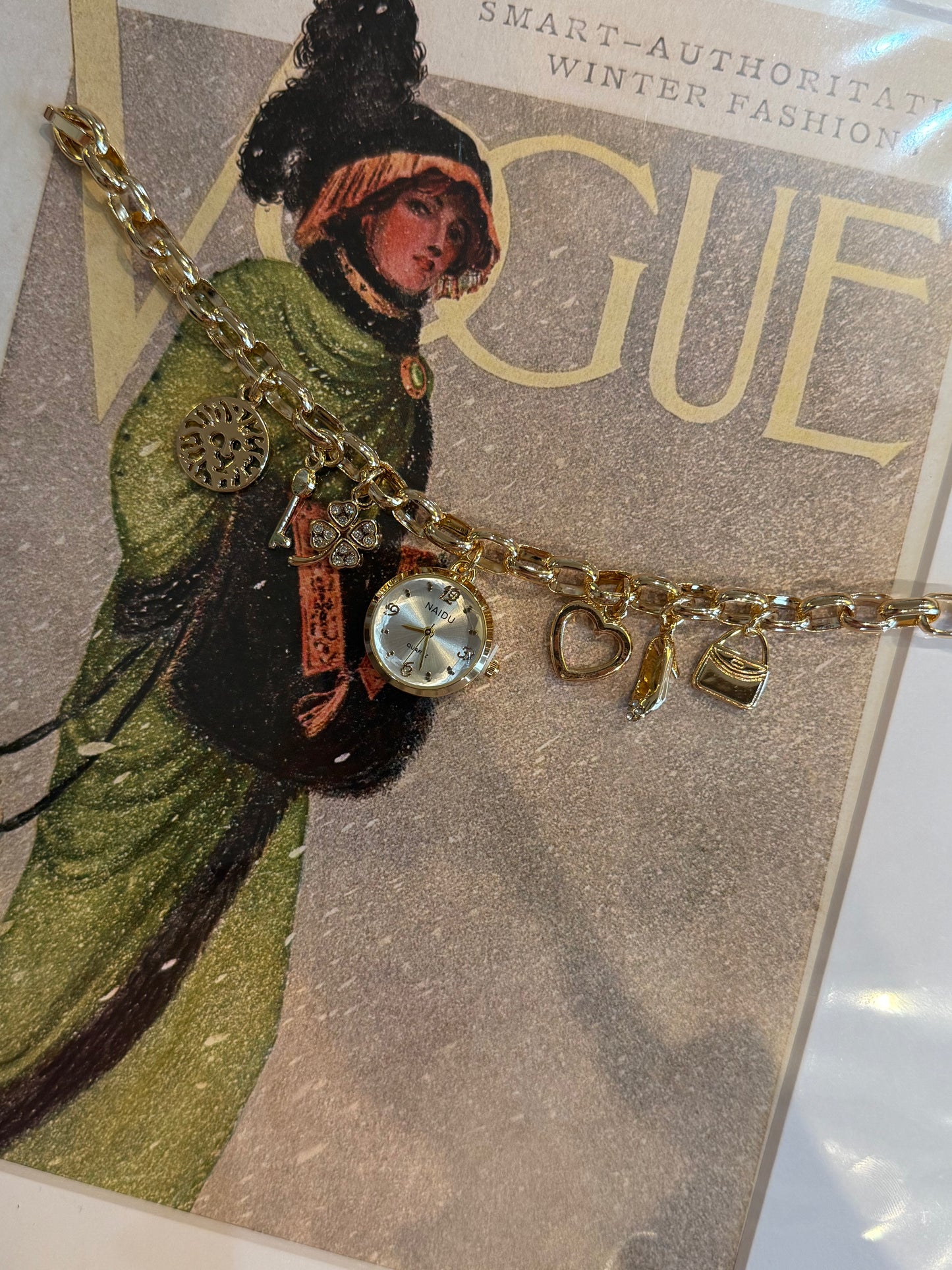 Charm Bracelet Watch (Gold)