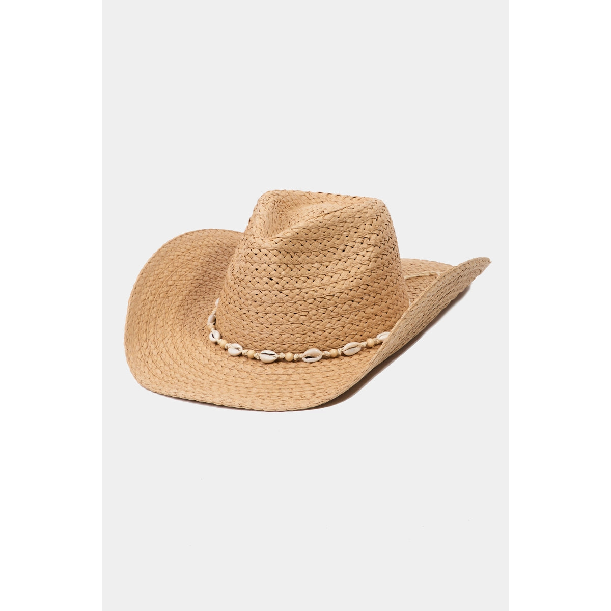 Cowrie Shell Straw Braided Cowboy Hat