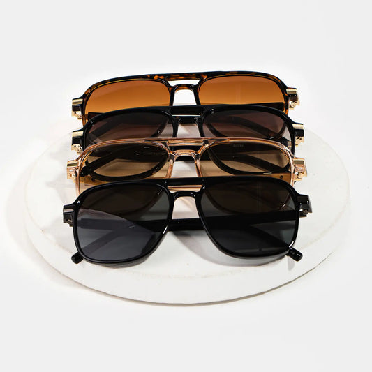 Acetate Double Bridge Aviator Sunglasses