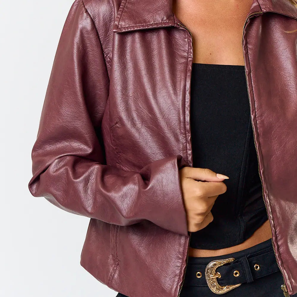 Maroon Leather Jacket