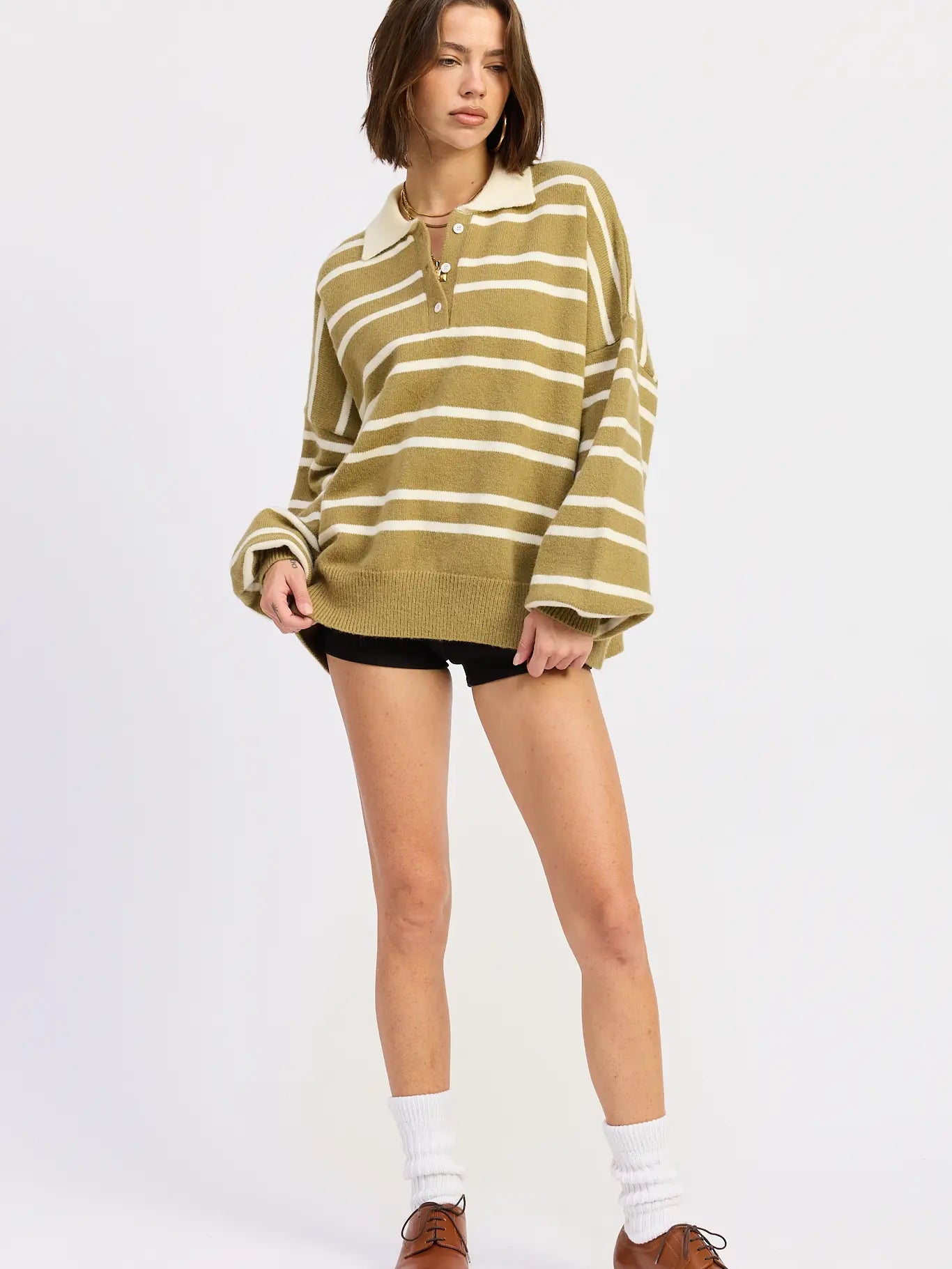 Olive Oversized Dad Sweater