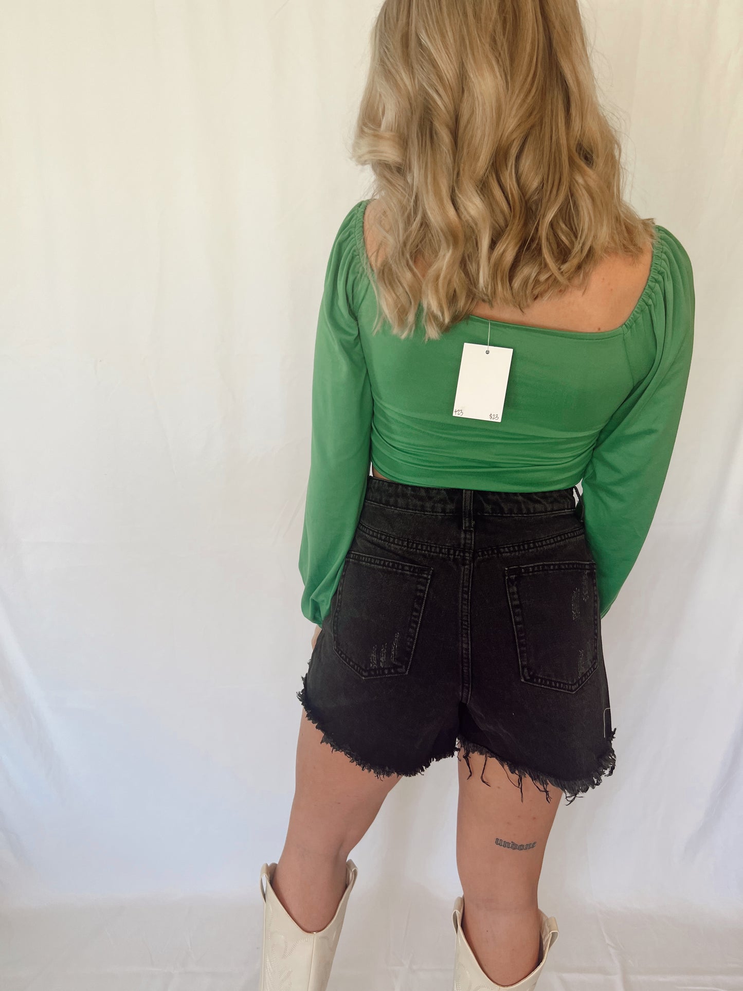 High Waisted Destroyed Shorts in Black